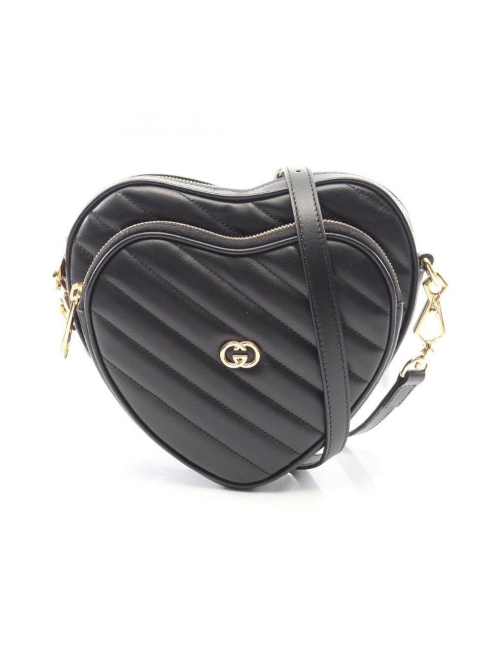 Gucci Shoulder Bag Interlocking Heart Black Leather